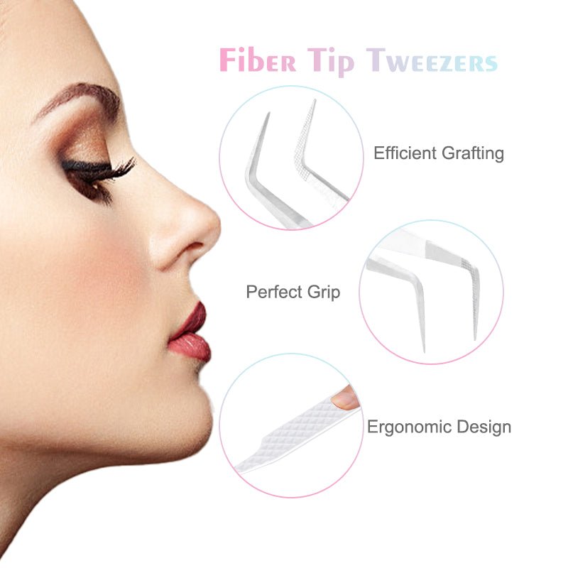FT-E Fiber Tip White 90-Degree Mega Volume Tweezers - DreamFlowerLashes®