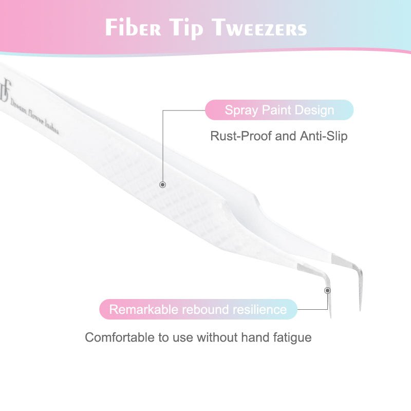 FT-E Fiber Tip White 90-Degree Mega Volume Tweezers - DreamFlowerLashes®