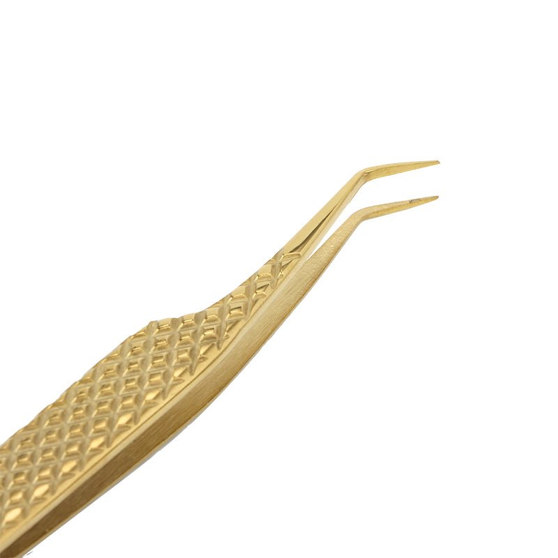 JL-Angled Satin Gold Tweezer - Dreamflowerlashes®