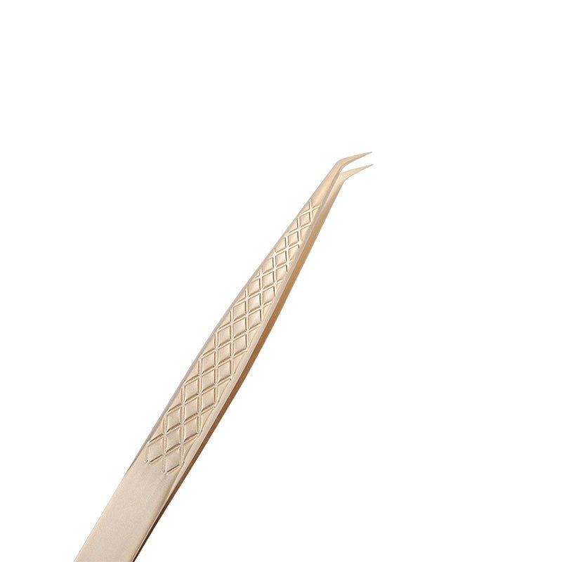 Satin Gold Classic Picking Wide Tweezers For Eyelash Extension - DreamFlowerLashes®
