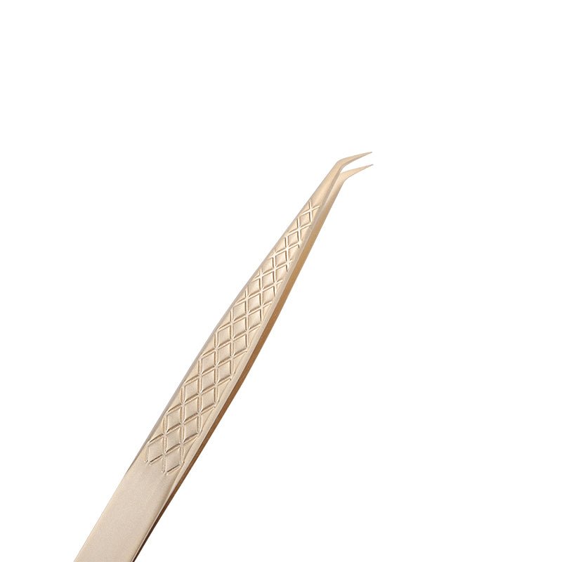 Satin Gold Classic Picking Wide Tweezers For Eyelash Extension - DreamFlowerLashes®